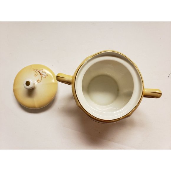 Vintage Porcelain Sugar Bowl with lid R.S. Tillowitz Earth tones flower peach - Picture 3 of 5